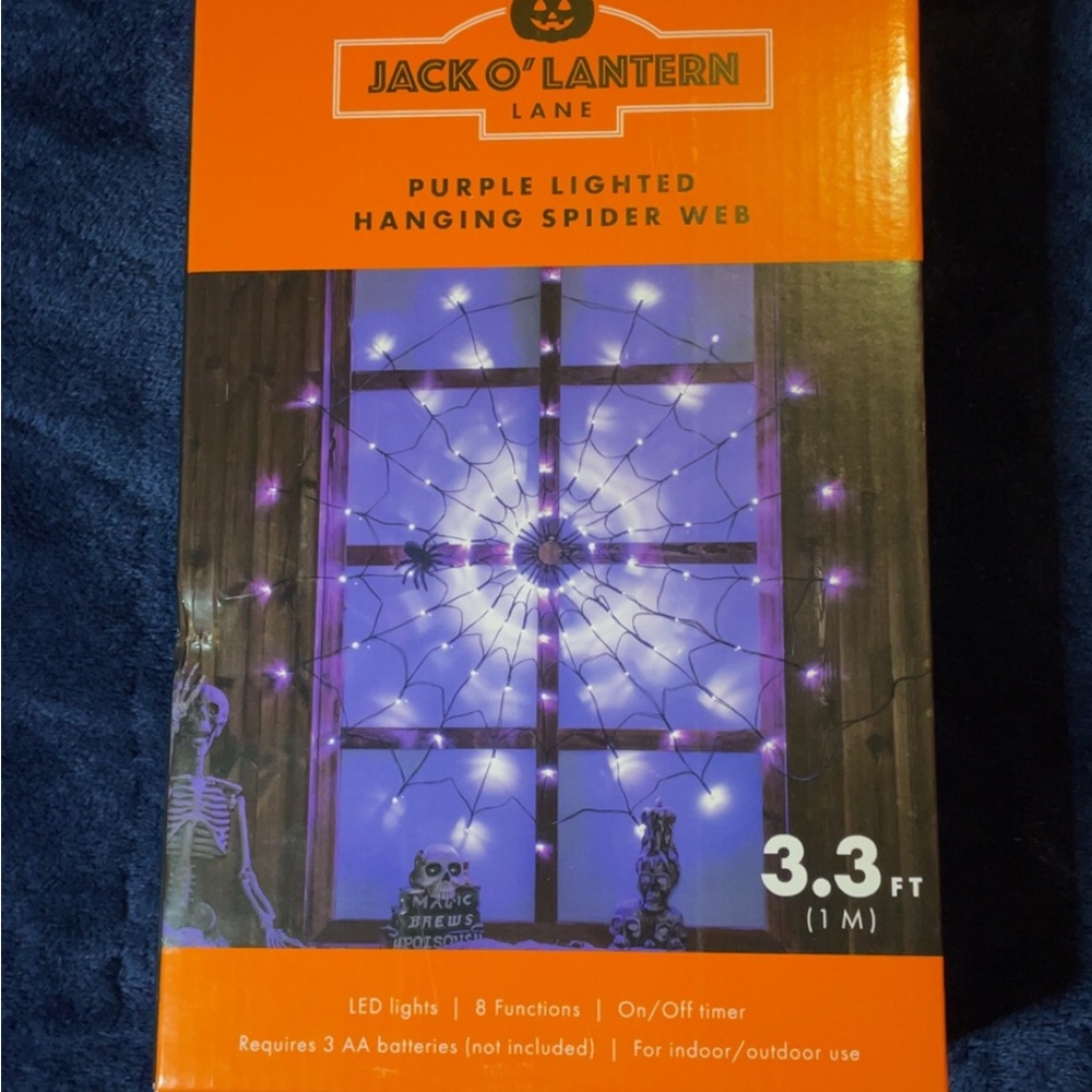 Jack O' Lantern Lane Purple Lighted Spider Web